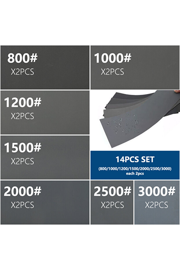 14pcs 800-3000 Grit XCAN 14pcs/Set Sandpaper 800/1000/1200/1500/2000/2500/3000 Grit Wet Dry Sanding