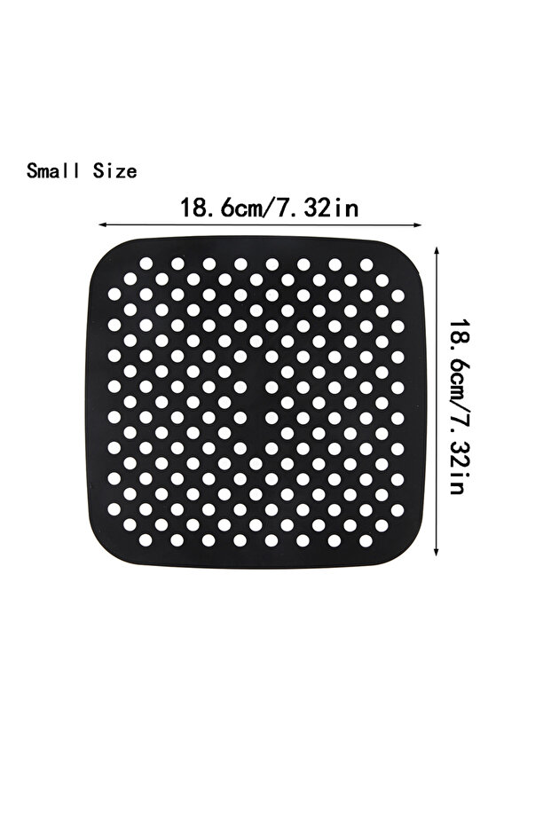 Black Square-18.6cm Air Fryer Silicone Mat Kitchen Accessories Non-stick Baking Mat Pastry Tools Acc