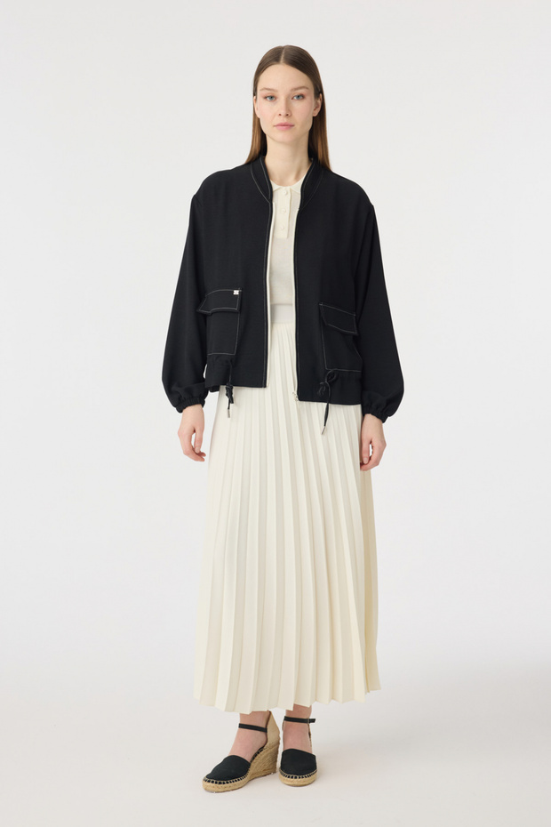 Casual Jacket with Zipper Pocket Black Set 1953