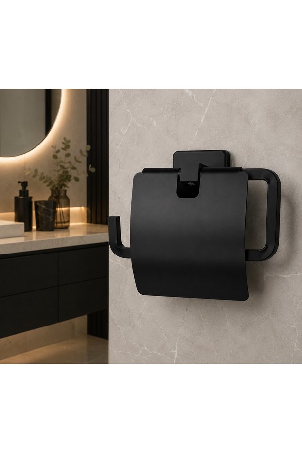 Covered Toilet Paper Holder | Stainless Steel Black Wc Paper Holder | Modern Bathroom Accessory