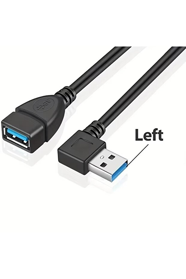 كابل تمديد USB 3.0 عالي السرعة بزاوية 90 درجة للاستخدام الأيسر ° محول للكمبيوتر والهاتف المحمول - شحن سريع