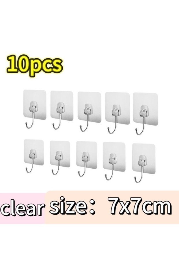 7x7cm clear-10pcs Big Size Self Adhesive Hooks Rotating Waterproof Strong Sticker Holder Wall Door S