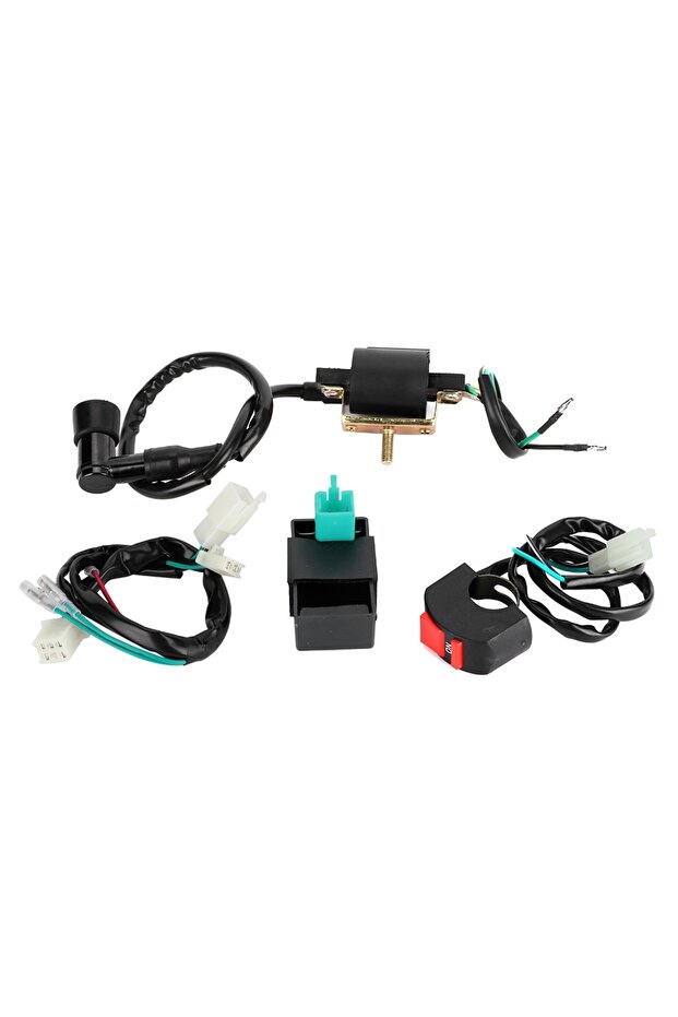 مجموعة أسلاك تشغيل المحرك بالكامل باللون الأسود تناسب الدراجات النارية PITPRO 50cc مع مفتاح إيقاف التشغيل