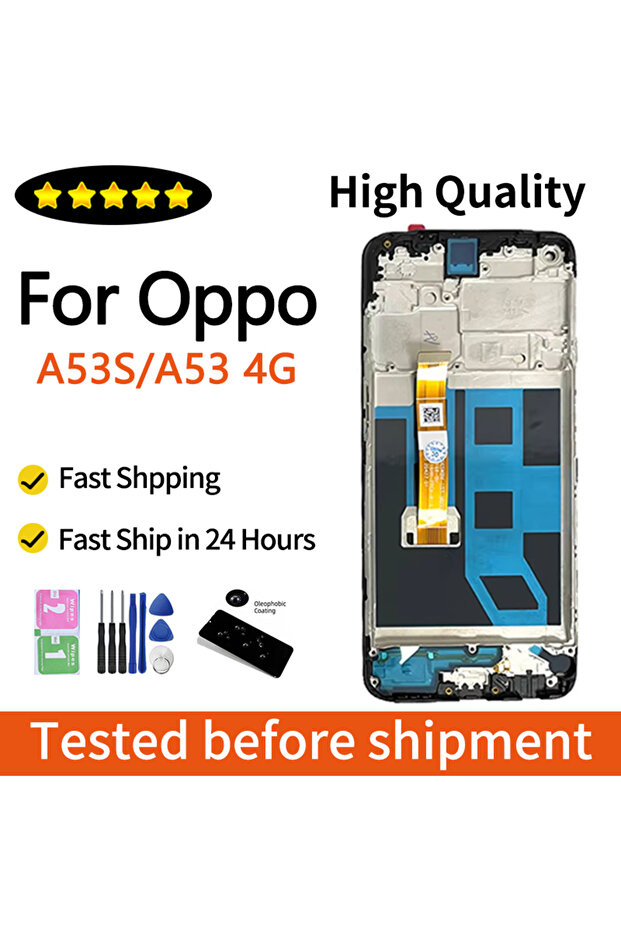 شاشة LCD سوداء مع إطار CPH2139 CPH2135 CPH2127 عالية الجودة لهاتف A53 4G A53s مع شاشة لمس رقمية