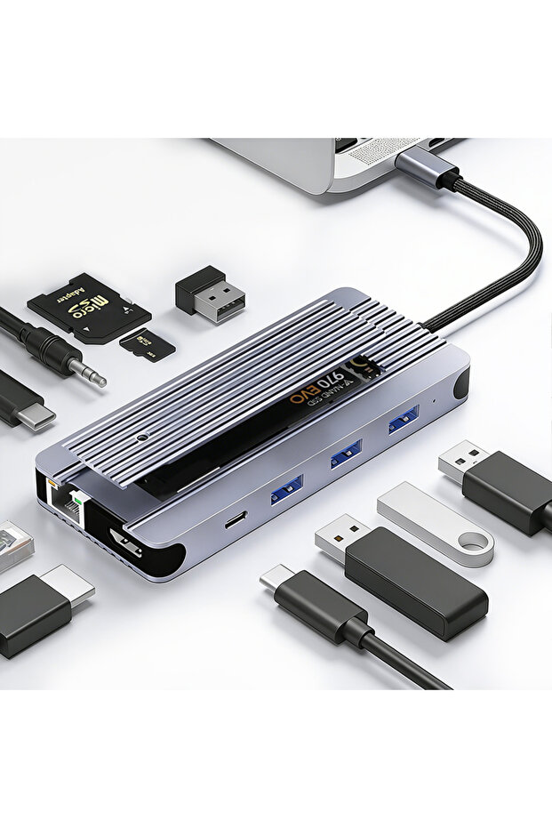 12-in-1 M.2 SSD 12-in-1 M.2 SSD Enclosure Docking Station USB C HUB TYPE C to HDMI Adapter 4K60Hz 10