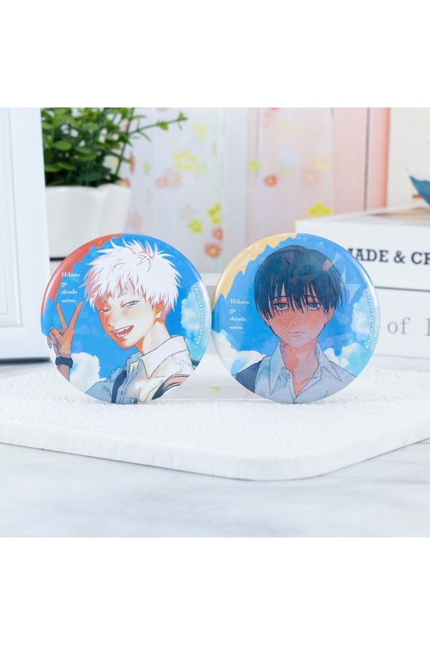Bandai 58mm 2PCS 58mm Anime Cosplay Costume Badge Pin Tsujinaka Yoshinori the Summer Hikaru Died The