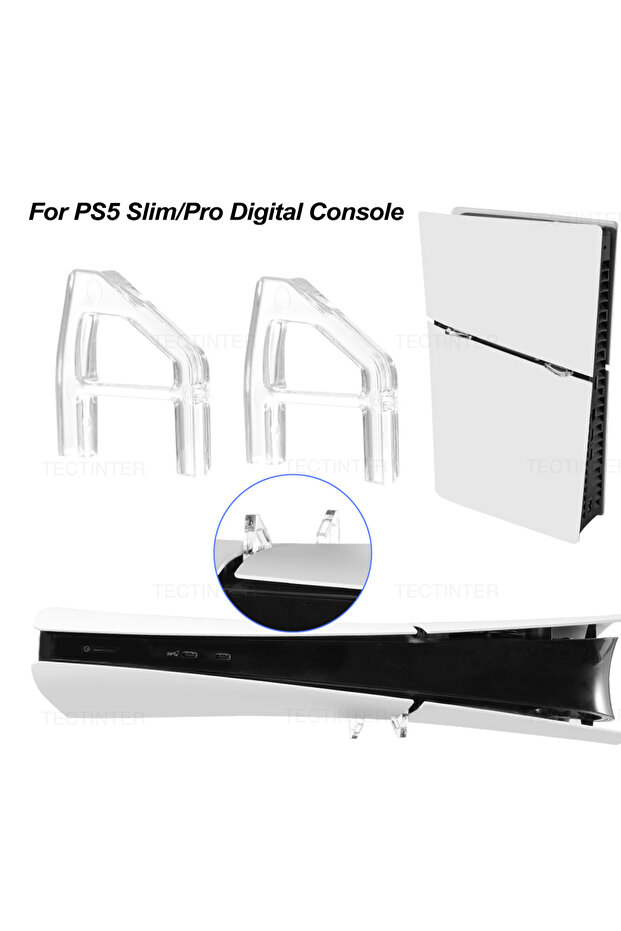 قطعتان من الحامل الأفقي الرقمي لجهاز PS5 Slim/Pro مع ملحقات الأقراص/وحدة الألعاب الرقمية المصنوعة من الأكريليك