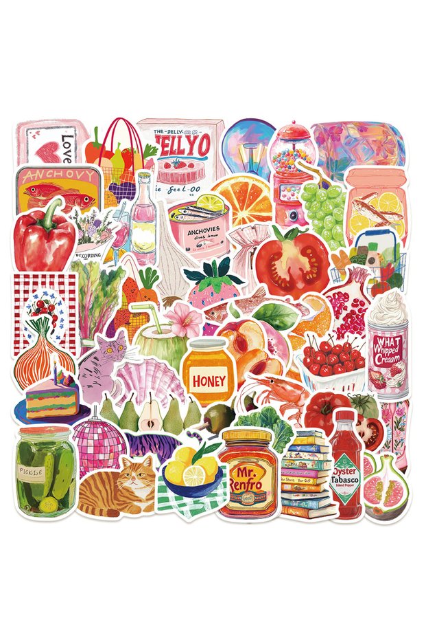50PCS 50PCS Mediterranean Tomato Art Aesthetic Stickers Laptop Graffiti Room Skateboard Waterproof S