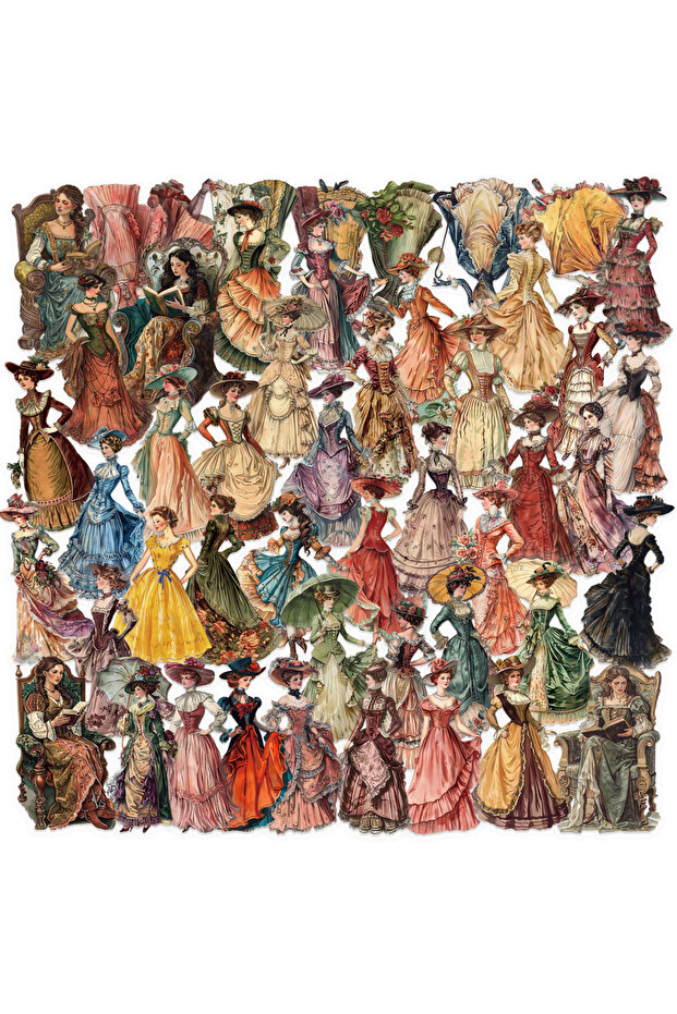 50pcs All 50pcs Retro European And American Characters Sticker Decor Laptop Luggage Creative Wall Ba