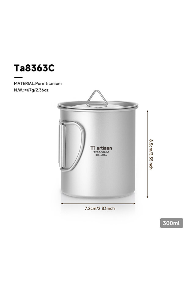 300ml Mug Tiartisan Pure Titanium Coffee Mug With Lid Foldable Handle Camping Water Cup Outdoor Ligh
