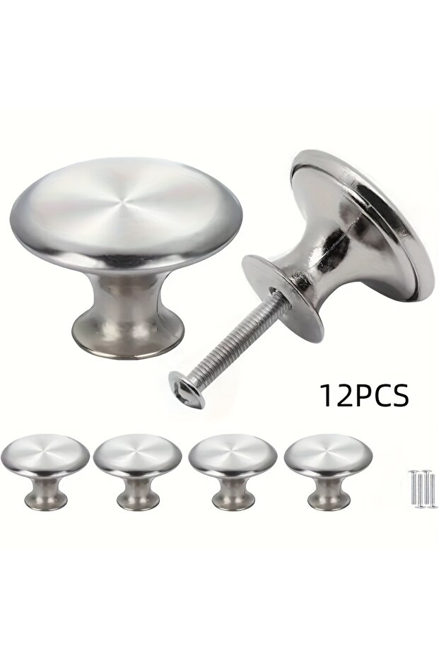 Silver 12 Pieces of Smooth Round Kitchen Cabinet Handles with Screws, Drawer Handles, and Cabinet Ha