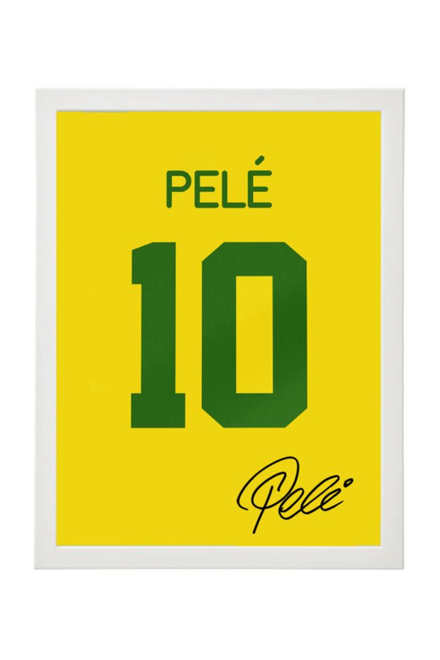 Pele Brazil Legend Autographed Jersey Poster with Frame 30x40cm