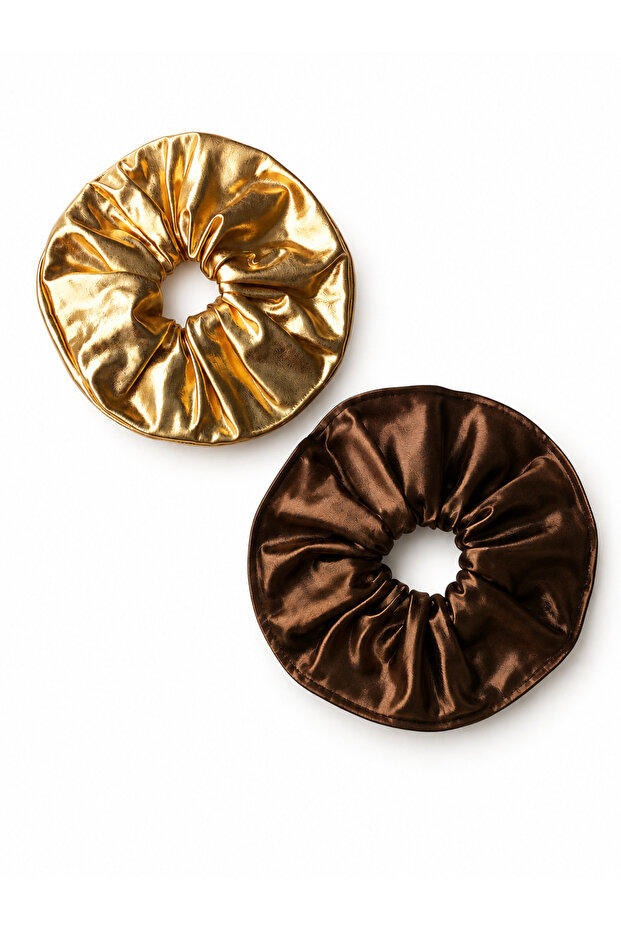Women's Elastic Set of 2 Colorful Fabric Bagel Scrunchie Clips