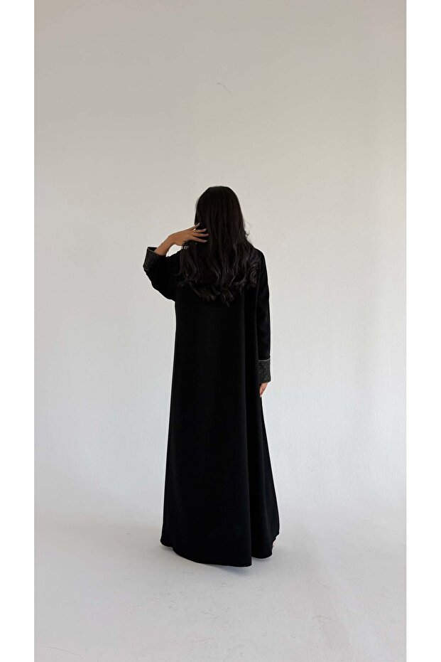 mwt1114 عباية كريب مع تدخيلة ركامة - 5