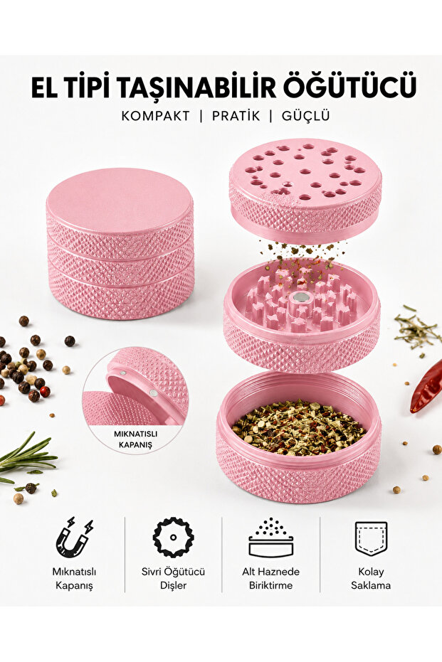 3-Layer Tobacco and Spice Grinder | Mini Handheld Portable Grinder with Lower Chamber