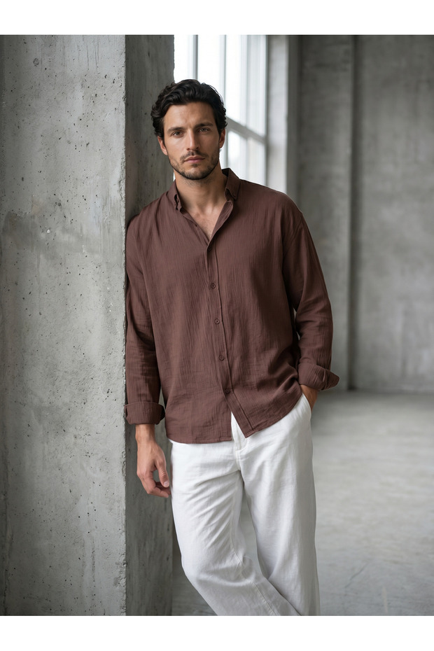 Premium Oversize Muslin Shirt - 100% Cotton, Washable