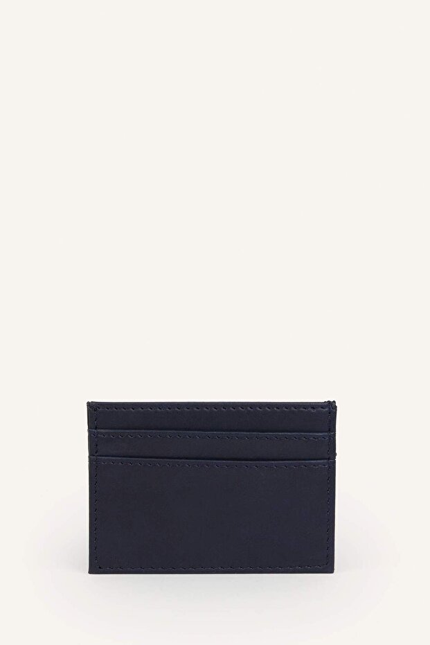 Men's Faux Navy Blue Leather Card Holder I1227Axns