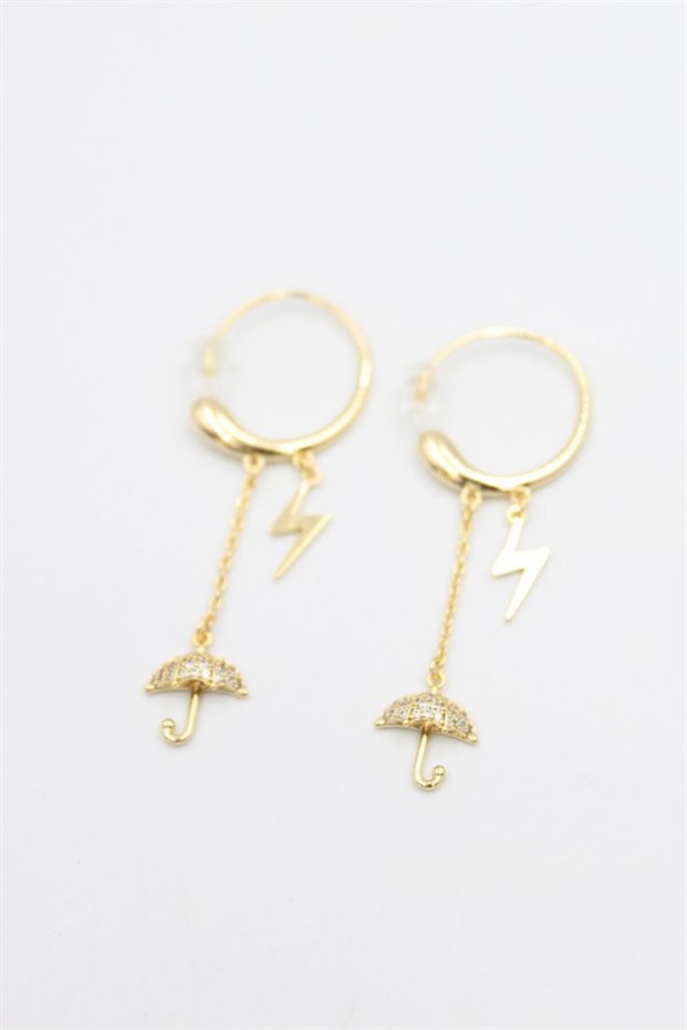 Glb-Stl41414 Umbrella Earrings - Gold