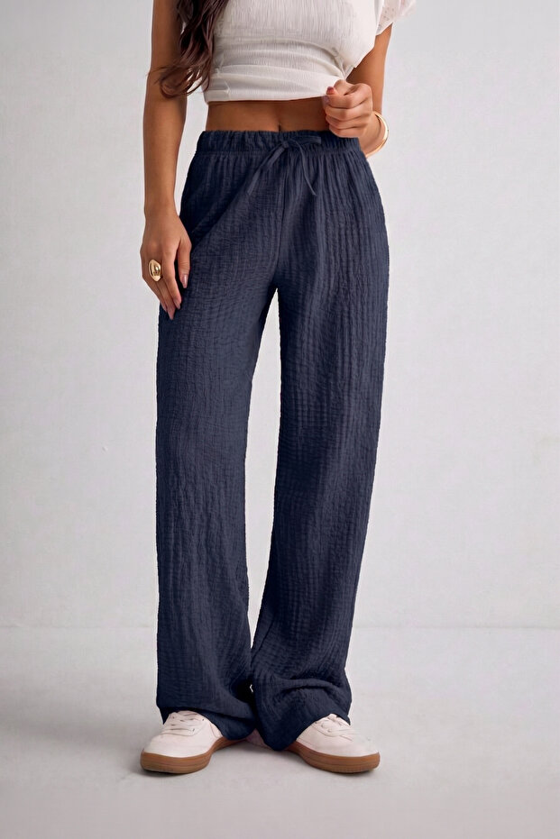 Bubble Fabric Loose Wide Leg Relaxed Fit Women's Sweatpants