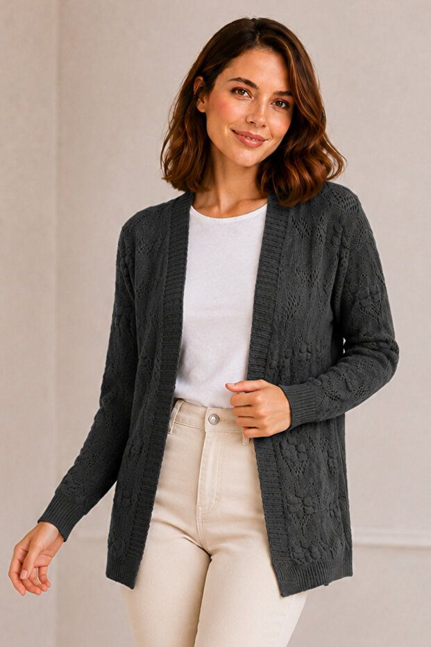 Summer Cotton Cardigan R4551 Anthracite