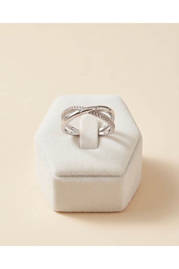 Inlaid Zircon Stone Cross Adjustable Ring