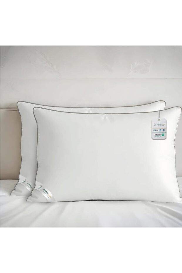® Delight Pillow 50X75 cm With Grey Cord Supersoft Bed Pillows for Sleeping Luxury Anti-bacterial Side Support Sleep Pillow Soft Fluffy Down Alternative Microfiber Pack of 2