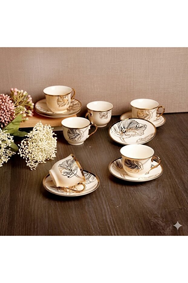 Glory Porcelain 6-Piece Coffee Cup Set