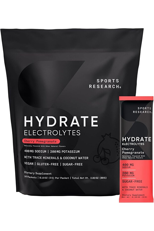 Hydrate Electrolytes Powder Packets - Sugar-Free & Naturally Flavored - 16 Packets