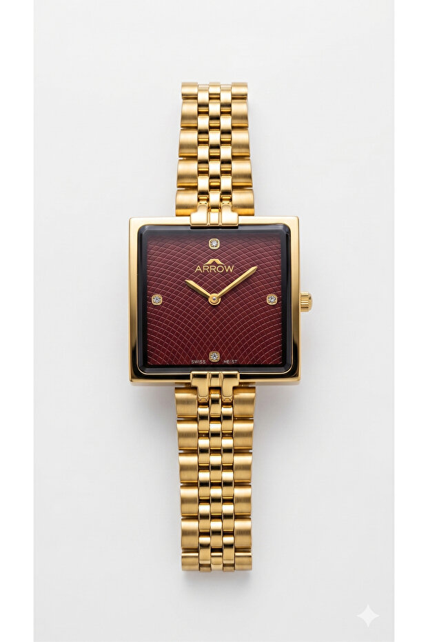 KVOGUES BIG FACE SQUARE 5930 L RED DIAL - WOMEN'S QUARTZ