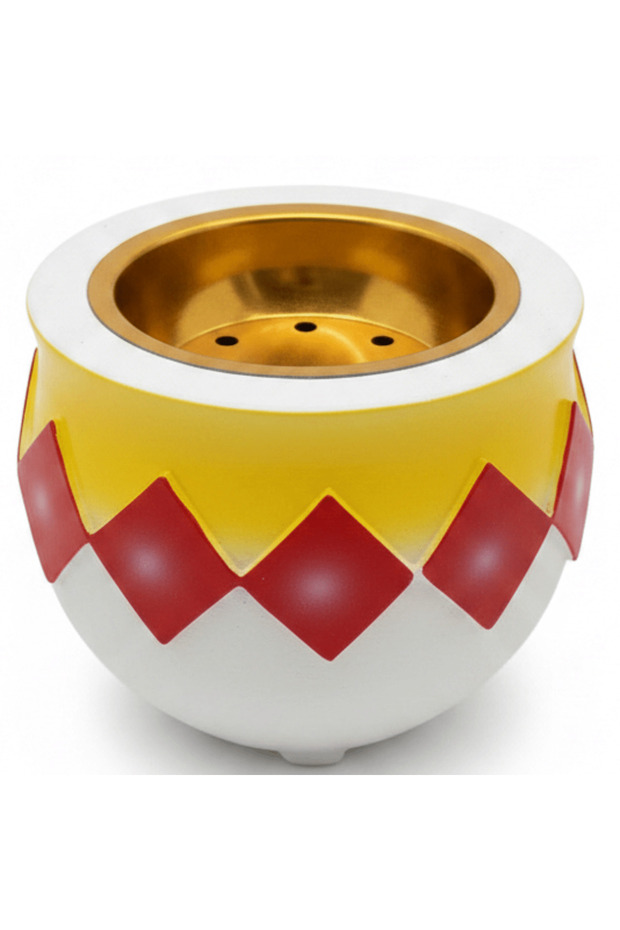 White, Yellow & Red Chalk Incense Burner | Hand-Crafted Bakhoor Bowl | 7×8 cm