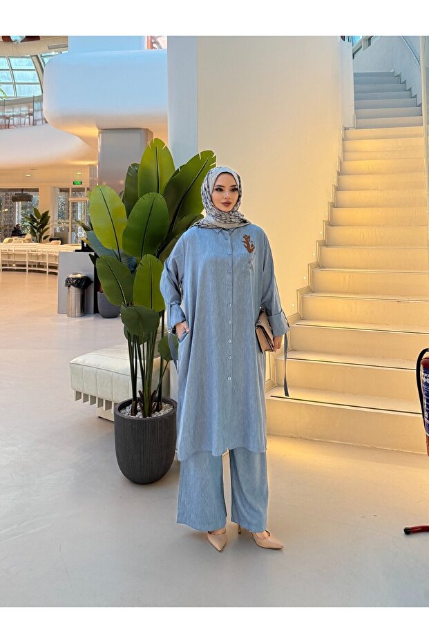Pocket Embroidered Tencel Set