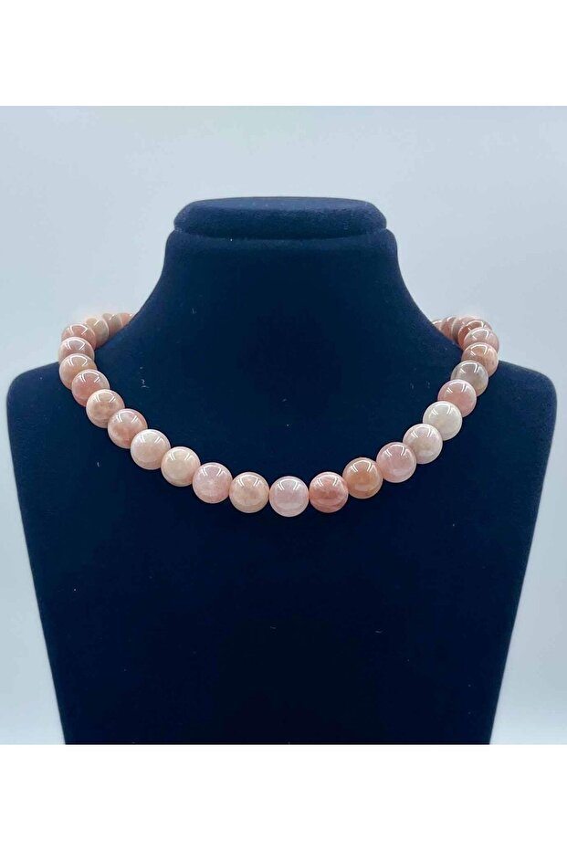 Sun Stone Natural Stone Necklace 8 Mm Globe Cut