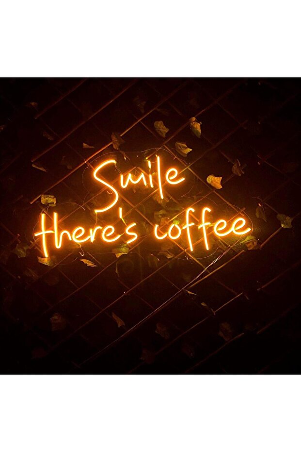 Smile Coffee LED Neon Tablo | Kafe Mutfak Duvar Dekoru | Pleksi Işıklı Yazı Tablosu 100x50 - 2
