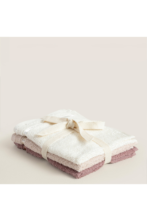 Chic 100% Cotton 3-Piece Hand Towel Set 30X40 cm Plum/Beige/Ecru