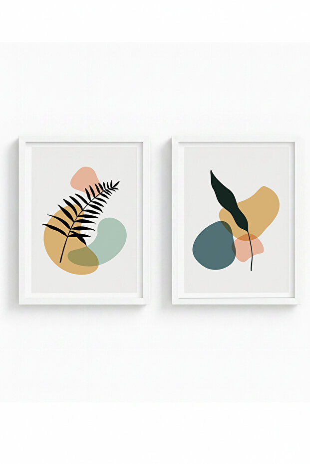 White Wooden Framed 2 Piece Set Painting Huhu124