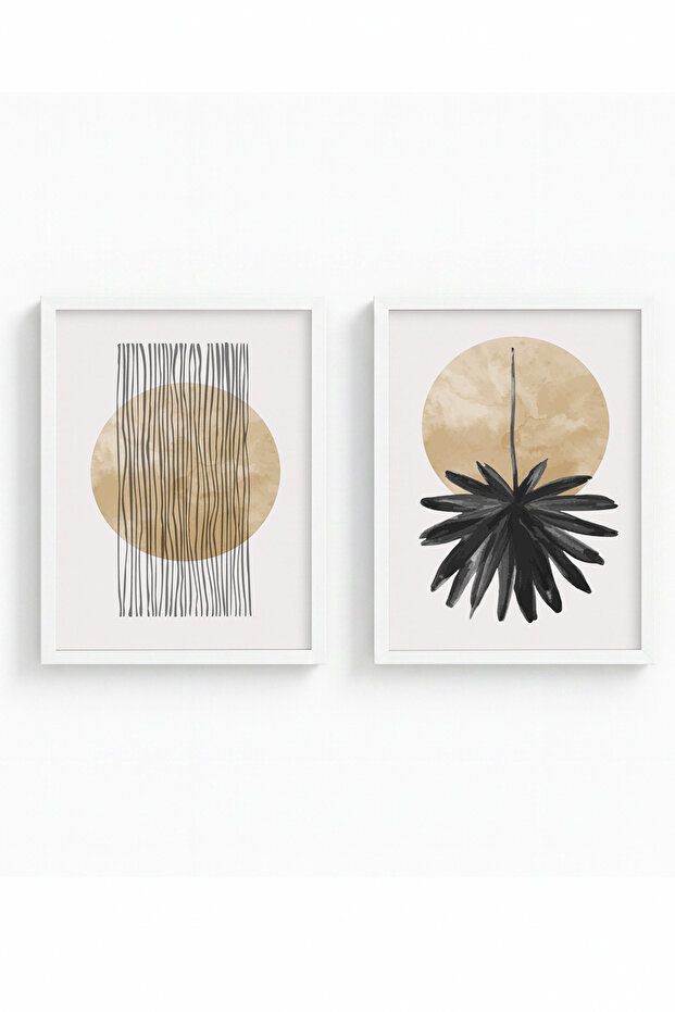 White Wooden Framed 2 Piece Set Painting Huhu52
