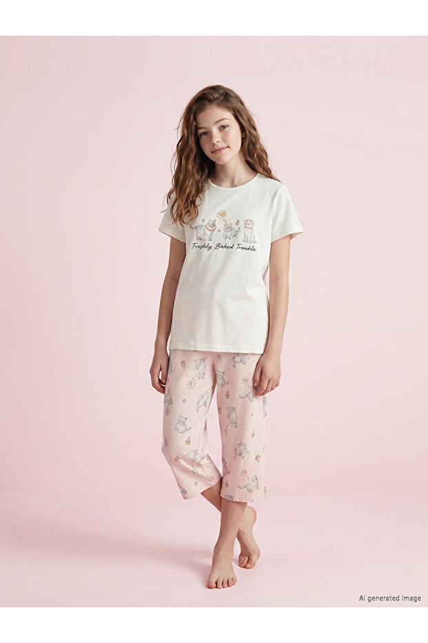 Esvab • Modern & Distinctive Printed Girls' Capri Pajama Set