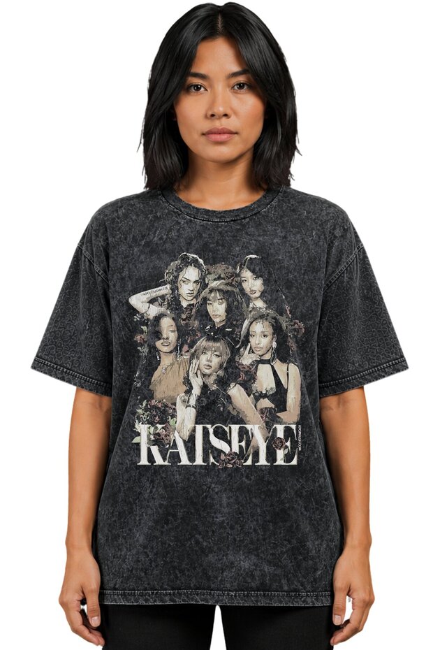 Katseye K-Pop Music Group Printed Unisex Oversize Vintage Washed T-Shirt