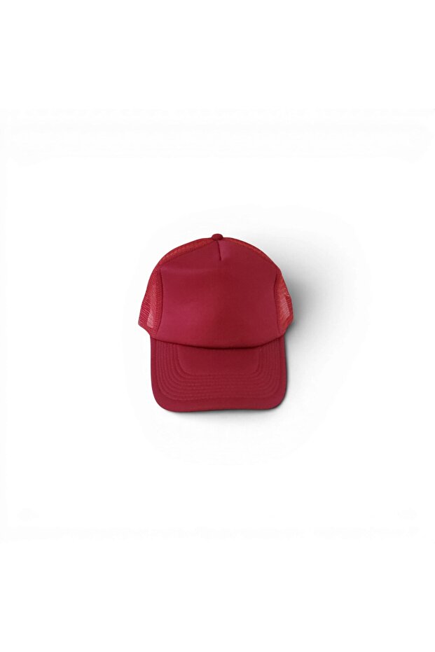 Plain Red Mesh Adjustable Trucker Baseball Cap - 4