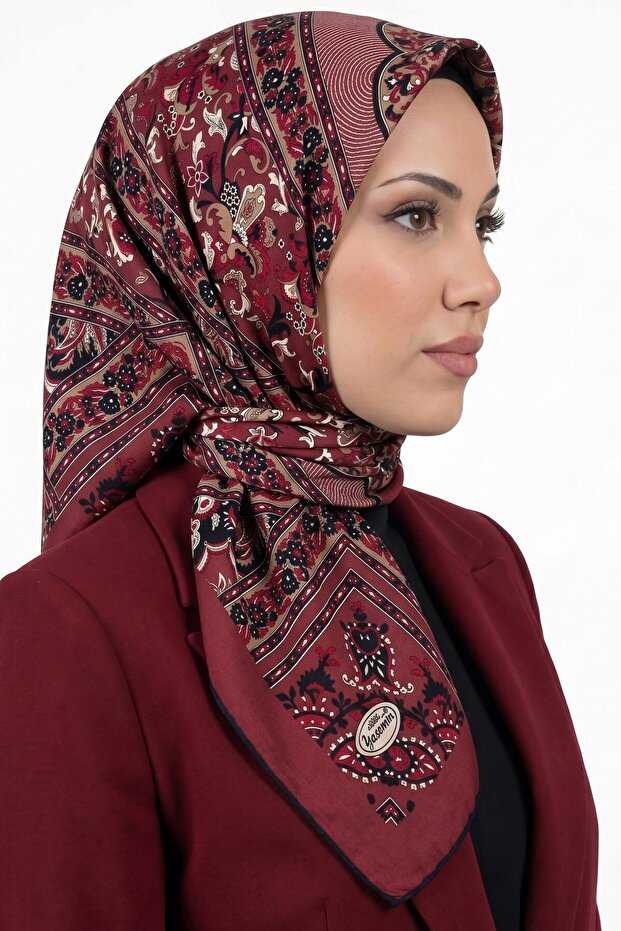 وشاح نسائي ناعم من القطن العضوي بنمط عرقي أحمر