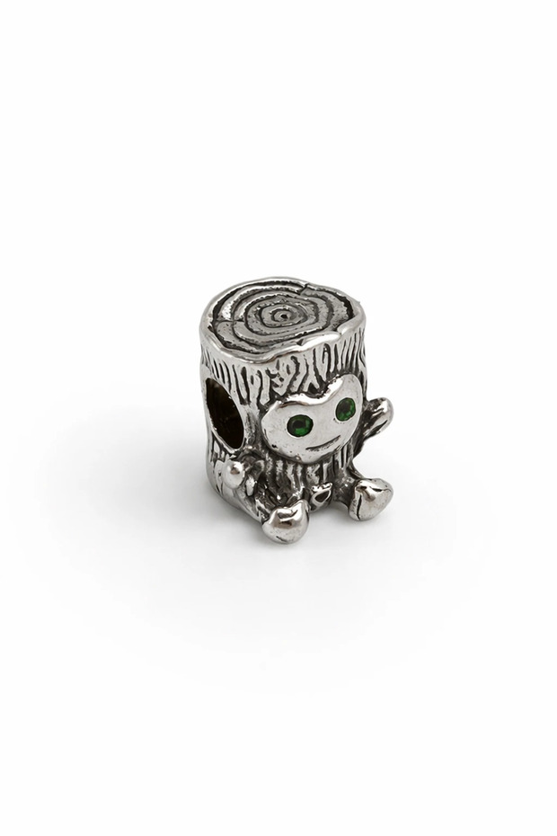 Steel Groot Figure with Green Stone Eyes Charm Clip – Stylish Dangle Charm Compatible with Bracelets and Necklaces