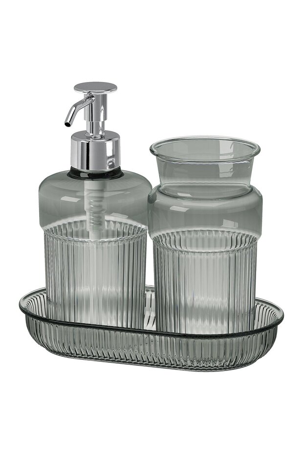 BROFJÄRDEN 3-piece bathroom set, grey
