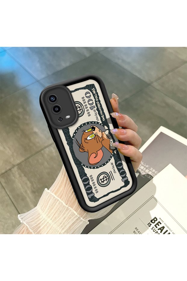 Oppo A55 4g Compatible High Quality Cartoon Printed Impact Resistant Black Silicone Case