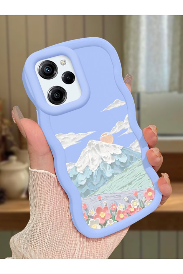Poco X5 Pro 5g Compatible Case Camera Protector Blue Silicone Couple Phone Case Landscape Pattern