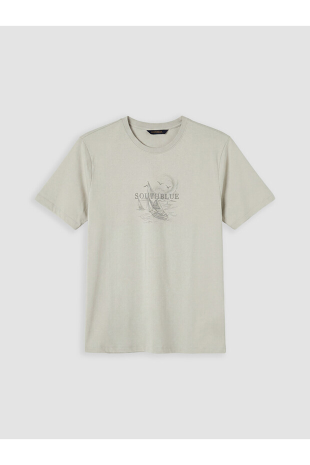 Gray Men's Printed Combed Cotton T-Shirt