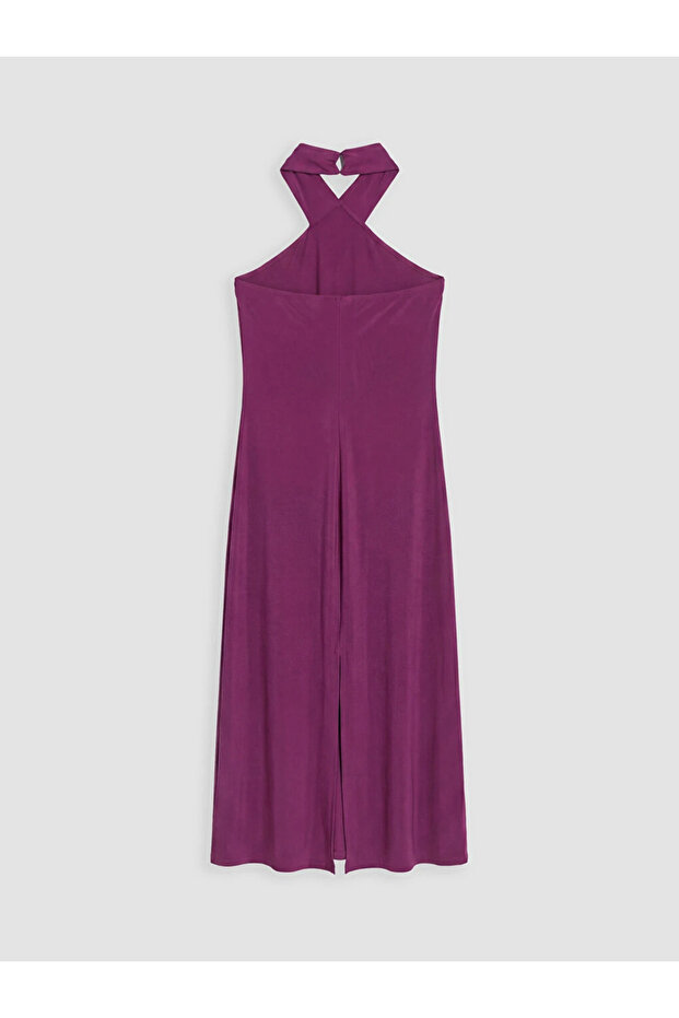 Burgundy Halter Neck Dress