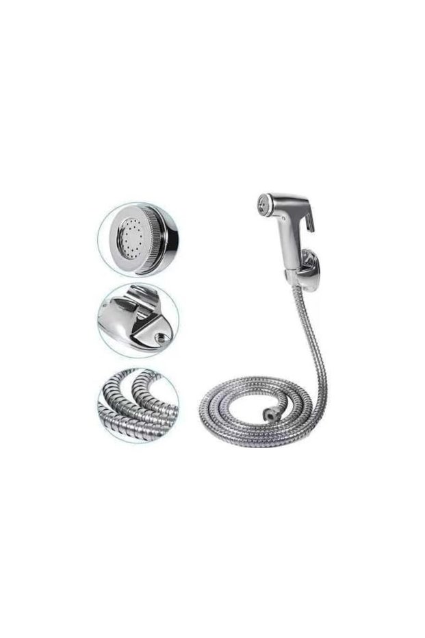 Shattaf Set 3 Pcs, Handheld Bidet Sprayer Shattaf, Stainless Steel Chrome Hose and Toilet Water Sprayer