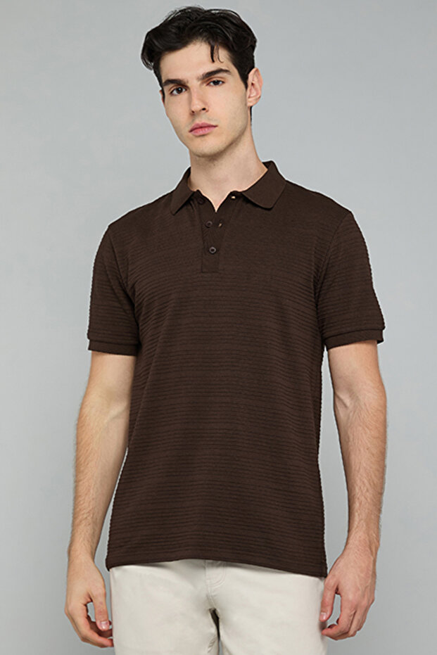 Textured Polo T-Shirt with Short Sleeves