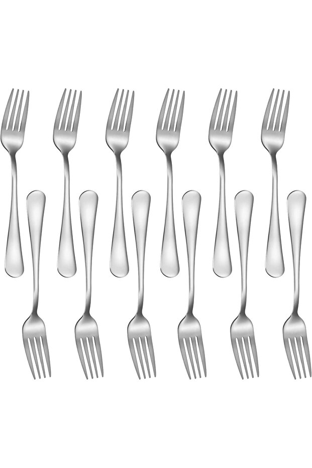 12 Piece Stainless Steel Dinner Forks, 17 cm Silverware Fork Set, Food Grade Heavy Duty Cutlery, Mirror Polished, Dishwasher Safe for Home Kitchen Restaurant