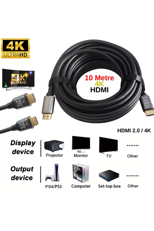 Gabble HDMI 2.0 Cable 10 Meters 4K Ultra Hd 60Hz Gold-Plated High Speed Ps5 Tv Monitor